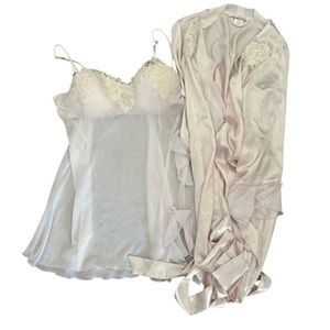 Linea Donatella Elegant Light Pink Night Gown and Robe, Size S/M‎ Robe, L Nighty